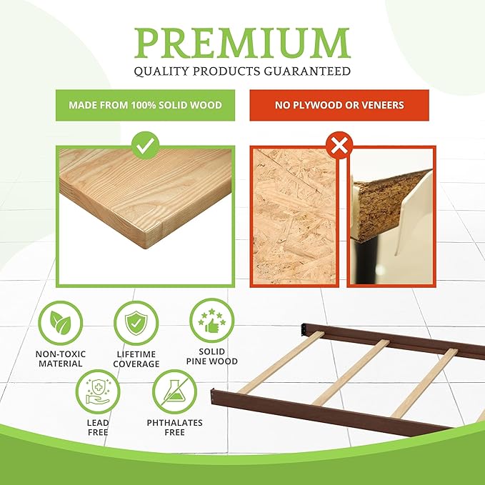 Full-Size Conversion Kit Bed Rails for Baby Cache Convertible Cribs - Solid Wood Rail - Toddler and Adult Bed Rail for Full-Size Beds - Essential Nursery & Baby Furniture (Rosewood)