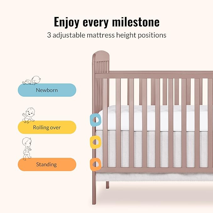 Dream On Me Anna 4 in 1 Full Size Crib and Changing Table Combo in Brown Sugar, Greenguard & JPMA Certified, Converts from Baby Crib to Toddler Bed and Day Bed