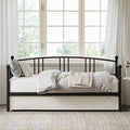 GarveeHome Twin Daybed, Sturdy Metal Day Bed with Steel Slat Support, Arched Headboard Sofa Bed for Living Room, Bedroom and Guest Room, Black