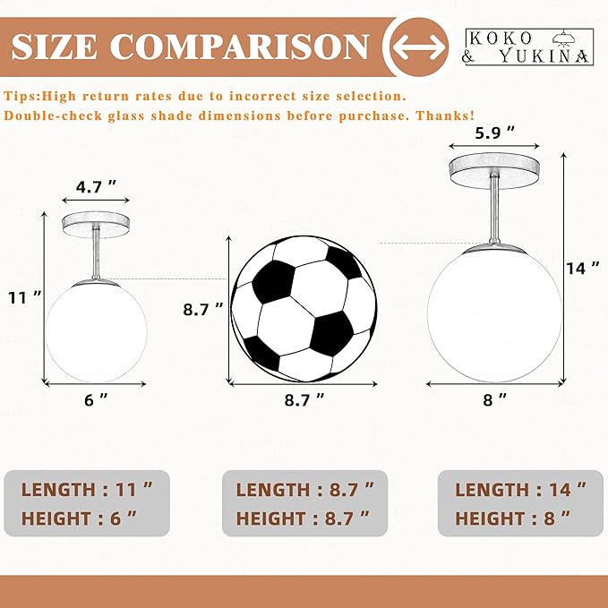 Globe Semi Flush Mount Ceiling Light Fixture Globe Ceiling Light Milk Glass Matte Gold Finish Contemporary Mid Century Modern Lighting for Hallway Living Room Kitchen Bedroom Storage(Bulb Included)