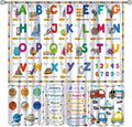 Alphabet Curtain for Kids Room ABC Letter Educational Learning Animal Number Printed Rod Pocket Blackout Window Drapes for Bedroom Playroom Classroom 63" W X 63" L