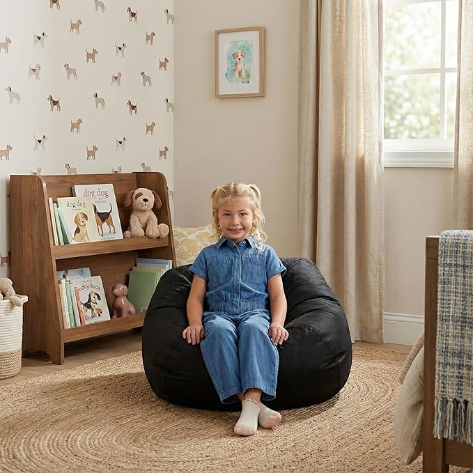 Big Joe Classic Bean Bag Chair, Black Smartmax, Durable Polyester Nylon Blend, 2 feet Round