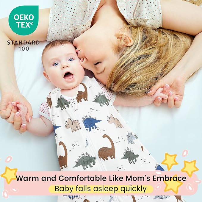 david's kids 3 Pack Warm Micro Fleece Baby Sleep Sack 6-12 Months, Soft Baby Wearable Blankets with 2-Way Zipper, Comfy Winter Sleeping Bags for Infant Newborn Boys Girls, Medium Size, Dinosaur