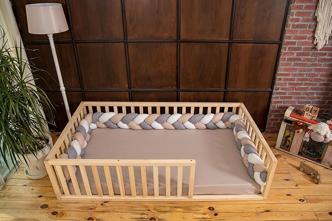 Montessori Floor Bed Full Size 54x75 / Height 18.9'' | Pine Tree Toddler Bed Frame, Wood Bed Frame | Gift for Kids Room Decor (Full)