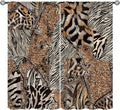 Leopard Print Curtains, Brown Wild Cheetah Zebra Animal Fur Farmhouse Window Curtains for Bedroom Kitchen Living Room 84" W X 84" L