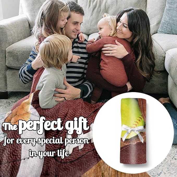 Custom Infant Softball Blanket: Personalized Name and Number Blankets for Baby Kids Boys Girls Teen Mother's Day Father's Day Birthday Easter Gifts(40"x50")
