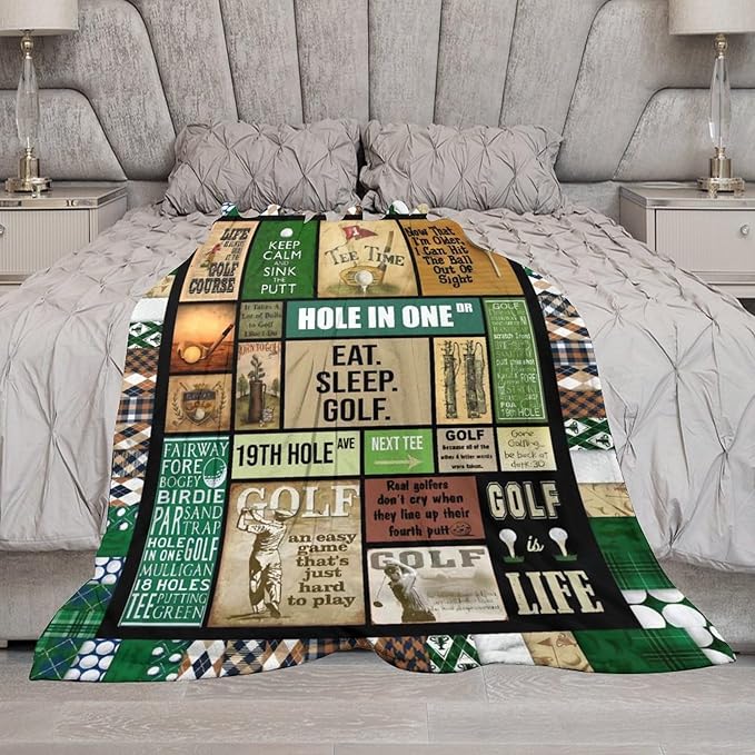 Golf Blanket Gifts for Golf Lovers Golf Throw Blanket for Women Men Adults Soft Warm Cozy Fleece Blanket for Couch Sofa Bed 60"x80"