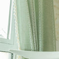Deeprove Green Boho Curtains 108 Inches Long for Bedroom Living Room Balcony, Bohemian Embroidery Cotton Linen French Country Window Treatment Tassel Drape Extra Long, W52 x L108 1 Panel, Sage