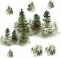 Watercolor Pine Tree Wall Decals Peel and Stick Large Tree Wall Sticker Trees Branches Wall Decal Forest Trees Wall Stickers for Living Room Bedroom Woodland Nursery Decor