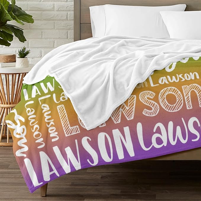 Dr.TOUGH Personalized Blankets with Name Customized Baby Blankets for Girls Boys Adults Monogrammed Blankets and Throws Christmas Birthday Mothers Valentines Day Gift (Z-Colorful 05, 50''×60'')