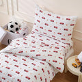 LONAVA Twin Kids Comforter Set - 4 Pieces Twin Bedding Sets for Boys Girls Children, Ultra Soft Microfiber Bed in A Bag with Flat Fitted Sheets, Fire Truck