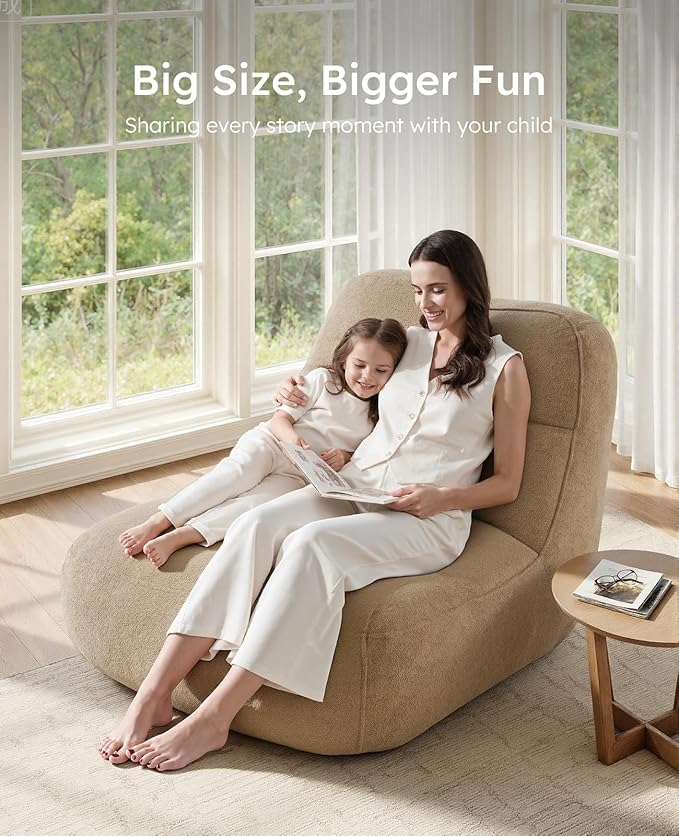 Relefree Goliath Bean Bag Chair for Adults,Cozy Bean Bag Reading Chair,Plush Memory Foam Filling,Oversized Comfy Chair for Living Room,Bedroom,Fireside for Reading,Gaming&Relaxation