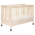 babyletto Maki Full-Size 2-in-1 Portable Folding Crib with Toddler Bed Conversion Kit in Washed Natural, Greenguard Gold Certified