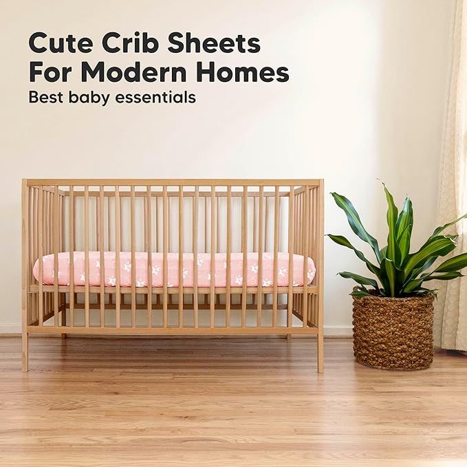 KeaBabies 2-Pack Organic Crib Sheets for Boys, Girls - 52x28 Fitted Crib Mattress Sheet Neutral, Breathable Jersey Cotton Cover for Baby Bed, Toddler Mattress, Soft & Cute Prints (Dreamland)