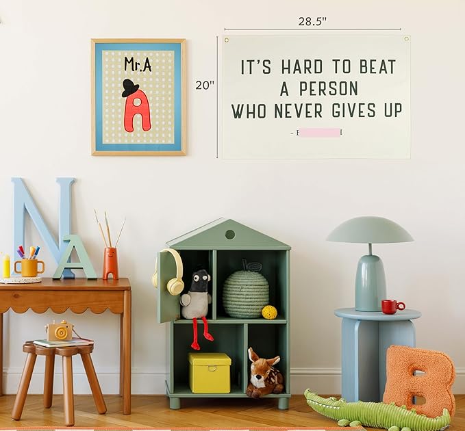 Inspirational Boho Canvas Rectangular Banner Flag Sign Poster Wall Decor Gift for Nursery Reading Room Classroom Bedroom Playroom Door Baby Kids Room-Birthday Christmas Gift-It's Hard To Beat a Person