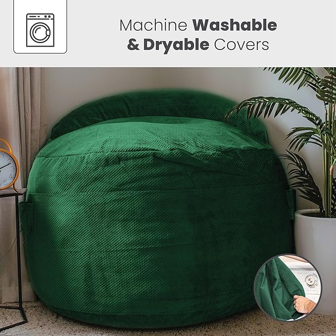 CordaRoy's NEST Adult Gaming Bean Bag Chair-Convertible Bean Bag Chair -Washable Chenille Cover with Pockets-for Living Room,Basement-Full Size-Rainforest|Made in The USA