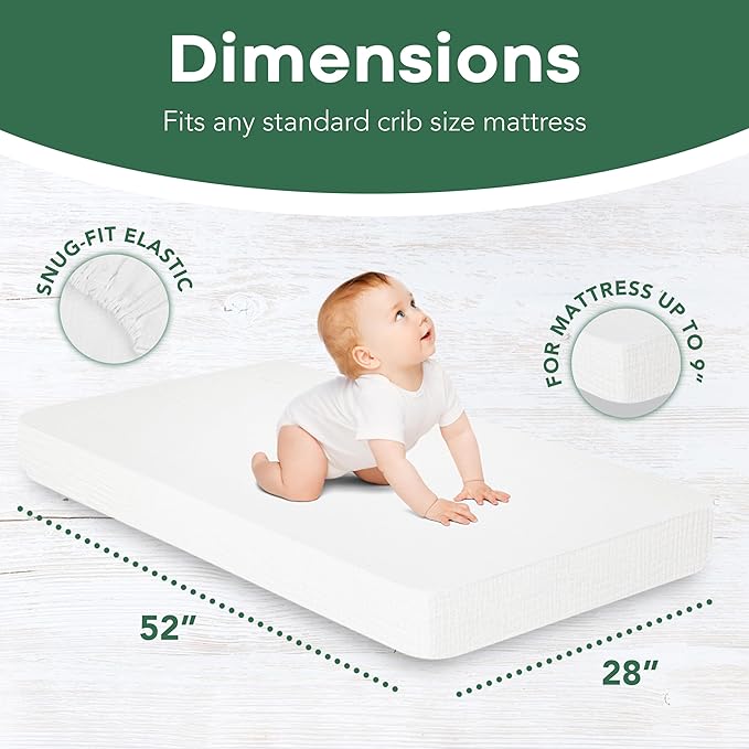 Extra Soft Muslin Fitted Crib Sheets 100% Organic Cotton Baby Crib Sheets for Standard Crib Mattress | 28 X 52 Inches