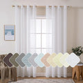 MIULEE Natural Linen Sheer Window Curtains - Elegant Solid White Drapes Grommet Top Voile Panels for Bedroom Living Room (52X90 Inch)