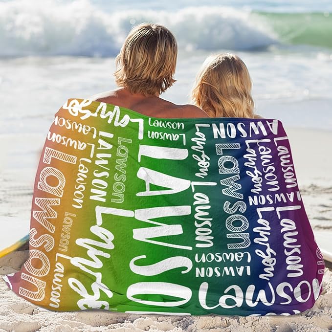 Dr.TOUGH Personalized Blankets with Name Customized Baby Blankets for Girls Boys Adults Monogrammed Blankets and Throws Christmas Birthday Mothers Valentines Day Gift (Z-Colorful 05, 40''×50'')