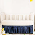 Navy Satin Crib Bed Skirt, 52" x 28" with 14" Drop Silky Soft Baby Crib Skirt for Baby Girls or Boys, Fit for Standard Crib & Toddler Bedding