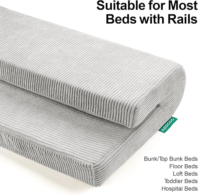 Bed Rail Bumpers Protector, Hospital Bed Rails Padding, Loft Beds and Bunk Beds Bumpers Protector, Premium Soft Memory Foam - Anti-Bump | Fall Prevention, Size 35.4 x 5.5 x 11.8 Inches, Gray
