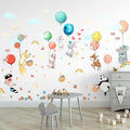 Hot Air Balloon Wall Decals by Lipastick - Peel and Stick Animal Stickers Raccoon, Fox, Koala, Panda for Kids Room, Nursery, Playroom, Bedroom - Removable Wall Decor for Boys, Girls, Babies - L Size
