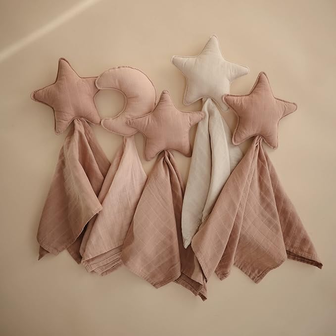 mushie Star Security Blanket | Baby Lovey | 100% Organic Muslin Cotton (Natural)