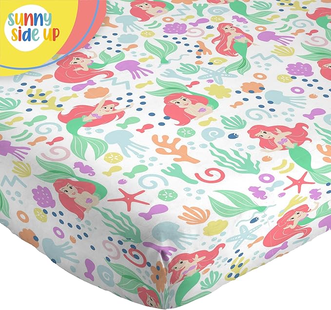 Sunny Side Up Disney The Little Mermaid Full Sheet Set - 4 Piece Kids Bedding Set Includes Pillow Cover - Super Soft Ariel Microfiber Sheets