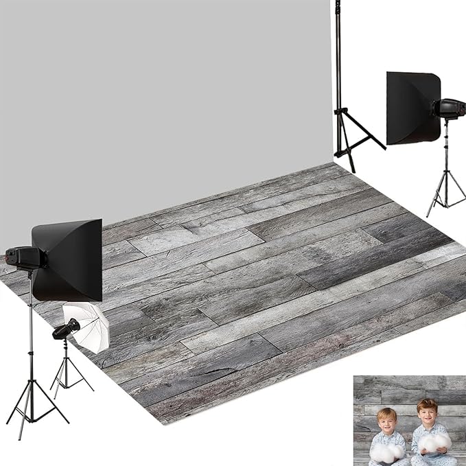 Kate Photography Foor Mats Grey Retro Wood Printed Floor Mats Rubber Floor Mat Newborn Photography Drops Photo Studio Props 5x4ft