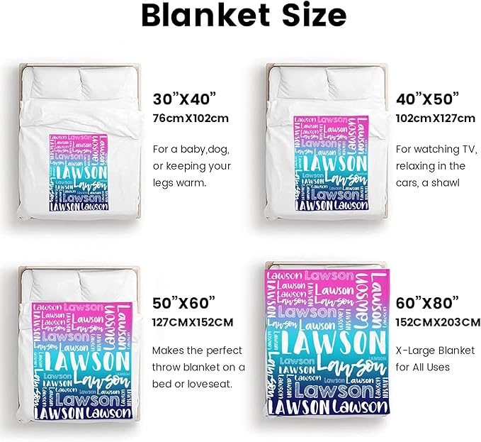 Dr.TOUGH Personalized Blankets with Name Customized Baby Blankets for Girls Boys Adults Monogrammed Blankets and Throws Christmas Birthday Mothers Valentines Day Gift (Z-Colorful 01, 50''×60'')