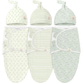 KeaBabies 3-Pack Swaddles for Newborns, Girls, Boys with Hats - Organic Soft Baby Sleep Sacks, Breathable Baby Swaddle 3-6 Months Beanies Set, Premie Infant Sleep Sack 0-3 Months (Leafy)