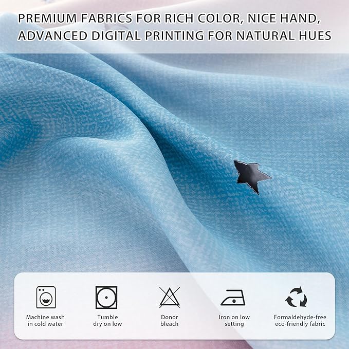 XiDi Blackout Rainbow Curtains for Girls Bedroom Double Layer with Sheer Curtains Grommets Top Star Cutout Ombre Window Drapes for Living Room Kids Nursery 2 Panels 42x72 Inch Length, Pink Purle