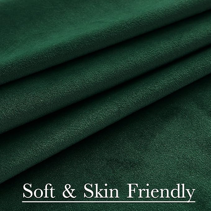 StangH Dark Green Curtains Velvet for Bedroom, Christmas Home Decoration Back Tab Rod Pocket Thermal Blackout Drapes for Villa Hall Sliding Door, Privacy Room Dividers, W52 x L108, 2 Panels