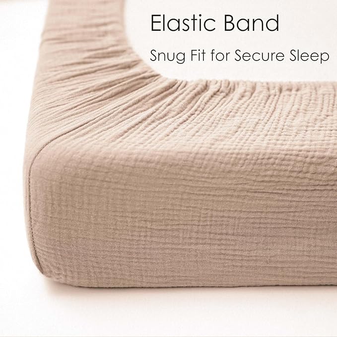 Muslin Crib Sheets for Baby Girls and Boys, Neutral Fitted Baby Bed Sheets for Standard Crib & Toddler Mattress - Soft and Breathable - 52"x28" (Ash & Ivory)