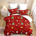 Christmas Duvet Cover Twin Size Red Gingham Christmas Bedding Set Kids Boys Girls Xmas Grid Checked Cartoon Deer Pattern Comforter Cover 2 Pcs with Zipper Closure (No Comforter)