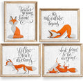 DREAM BIG PRINTABLES Fox Wall Art Prints (Set of 4) - Unframed - 8x10s | Whimsical, Rustic, Adorable | Nature, Animal Themed | Living Room, Bedroom, Nursery Room Decor for Animal Lovers