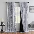MEETSKY Boho Blackout Leaves Patterned Curtains 95 Inch Long 2 Panels Set for Bedroom, Room Darkening Dark Grey Drapes for Living Room, Thermal Insulated Rod Pocket Back Tab Window Treatment, 50"Wide