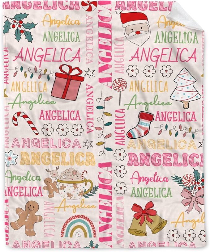 Custom Christmas Blanket | Personalized Holiday Blanket for Boys Girls | Plush Cozy Custom Name Blanket | Christmas Decor Personalized Gifts Name Blanket | 90"x120"-Familys/King Size