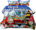 LUVIVIHOME 3PCS Merry Christmas Comforter Set Full Size, Teens Boys Girls Kids Bedding, Cute Snowman Gnome Red Truck Winter Snowflake Happy New Year Christmas Bedroom Decor, Xmas Gifts, 2 Pillow Shams