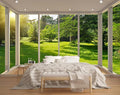 3D Window View Wall Mural Garden Green Trees Forest Wallpapers for Bedroom Living Room Tv Background(Not Peel n' Stick)