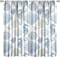 Seahorse Coral Curtains,Starfish Seashell Beach Sea Starfish Seashell Theme Pattern Blackout Print Home Bedroom Living Room Window Treatmen 2 Panel Set 42x63 Inch