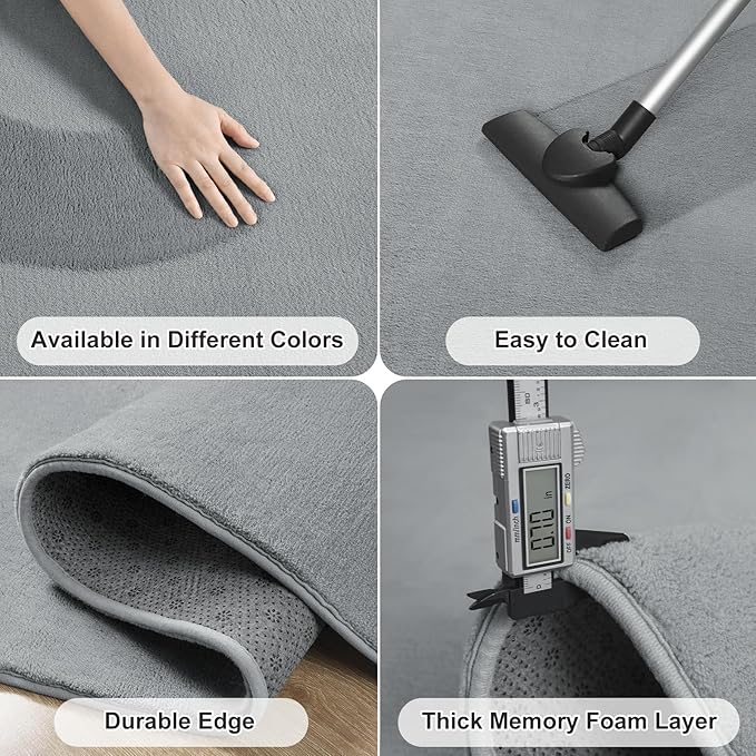 Amearea Modern Soft Hallway Runner Rug, 2x8 Feet Area Rug Runners for Hallways, Washable Runner Rugs, Non Slip Memory Foam Rug Grey Runner Rugs Carpet for Entrance Kitchen Kids Room Decor, Grey