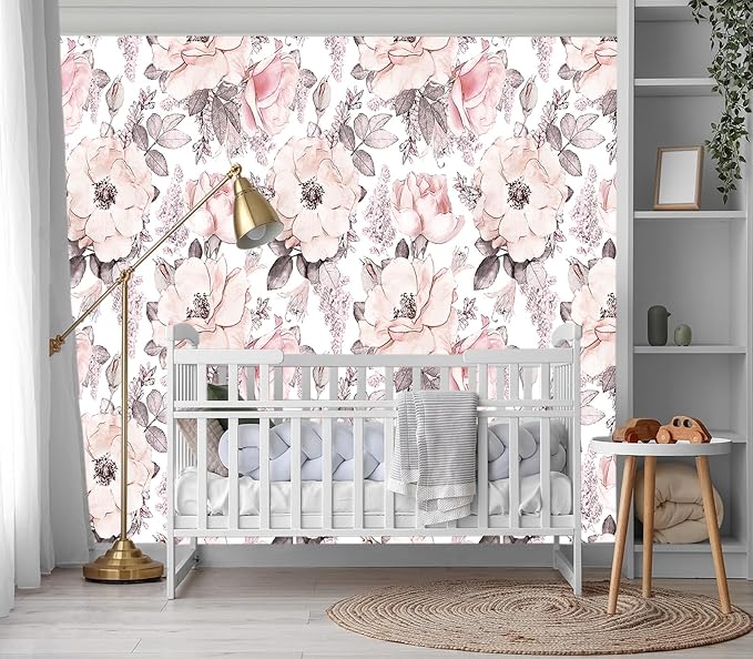 XMPMBM-Pink Flower backsplash Large Decorative Wallpaper Peony Floral Bedroom Bathroom Wall Mural- W 154" X H 105"（112 Square Foot）