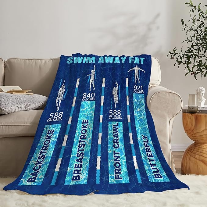 Swimming Blanket Swim Gifts for Girls/Swimmer Sport Throw Blankets Soft Blanket Warm Fleece Flannel Plush Blankets for Bed Sofa Couch 50"x60"