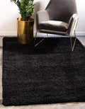 Unique Loom Solid Shag Collection Area Rug (6' 1" x 9' Rectangle, Jet Black)