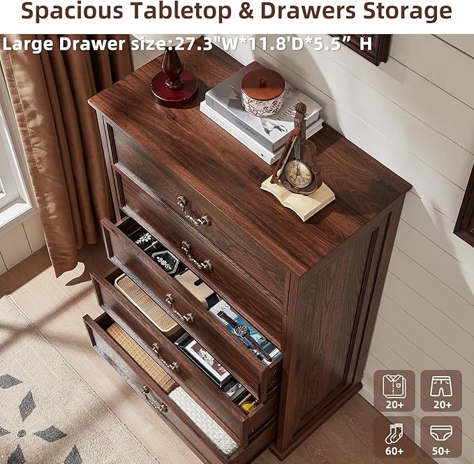 Bedroom Dresser Sets, 54" Wide 7 Drawers Dresser and 45" Tall 5 Drawers Dresser, Wooden 2 Piece Bedroom Furniture Set, Chest of Drawer for Bedroom, Home, Living Room, Hallway, Brown