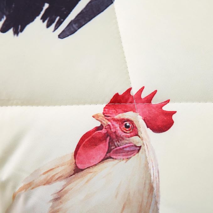 Wajade Chicken Comforter Set 7 Pcs Animal Theme Bedding Set Full Size for Kids Adults Chicken Quilt Farm Theme Printed Pattern for Thanksgiving Birthday
