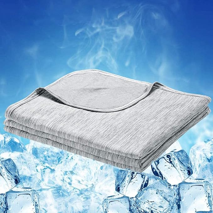 LUXEAR Cooling Blanket Twin Size, Japanese Q-Max>0.5 Arc-Chill Cooling Fiber Keep Adults/Children Cool All Night Cool Summer Blanket for Hot Sleepers Night Sweats 59 X 79in -Gray