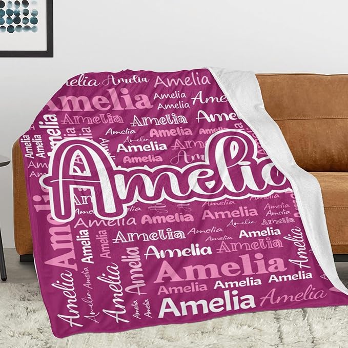 Dr.TOUGH Personalized Blanket for Adult Kids with Name Customized Blankets Personalized Throw Blanket for Christmas Birthday Gifts