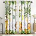 Renaiss 52 x 96 Inch Rainforest Safari Animal Curtains African Jungle Tropical Lions Tigers Elephants Giraffes Palm Trees Pattern Polyester Fabric Grommet Window Drapes for Nursery Bedroom 2 Panels
